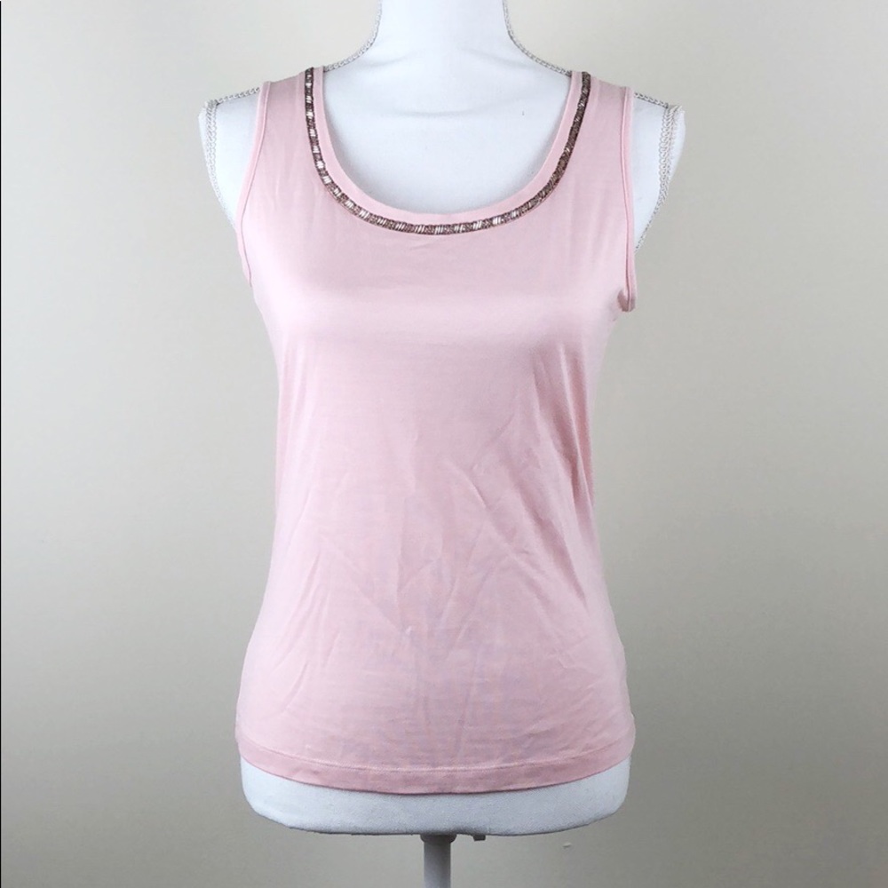 Talbots Petite Tank Top with Beaded Collar Detail